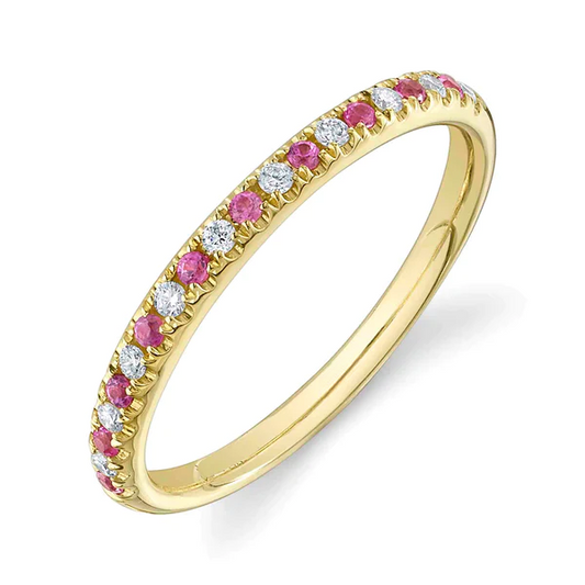 14K Gold Diamond Pink Sapphire Ring