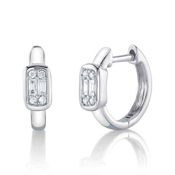 14K Gold Diamond Huggie Earrings