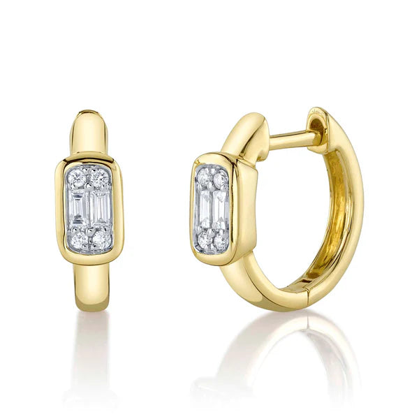 14K Gold Diamond Huggie Earrings