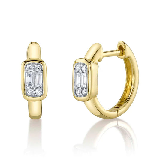14K Gold Diamond Huggie Earrings