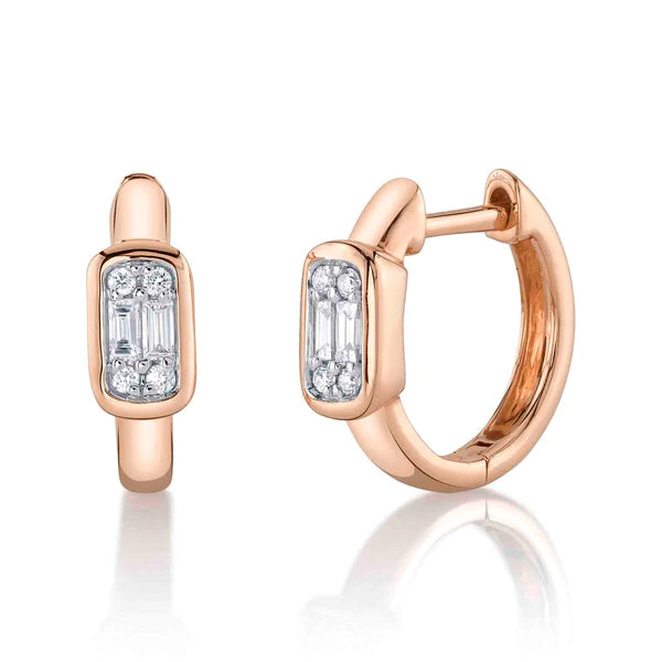 14K Gold Diamond Huggie Earrings