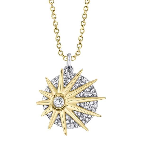 14K Gold Diamond Sun Necklace