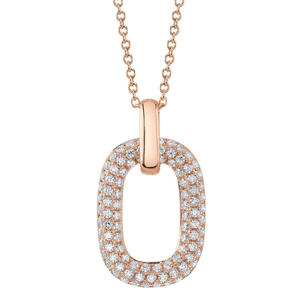 14K Gold Diamond Rectangle Necklace