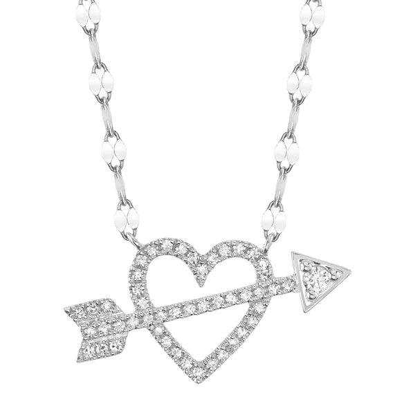14K Gold Diamond Heart Arrow Necklace