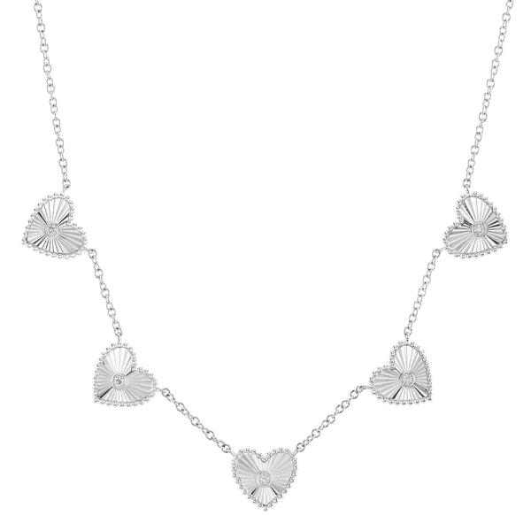 14K Gold Diamond Hearts Necklace