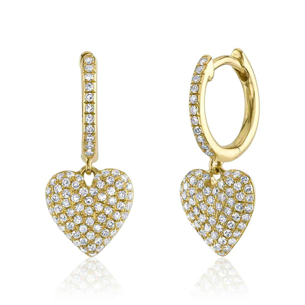 14K Gold Diamond Heart Earrings