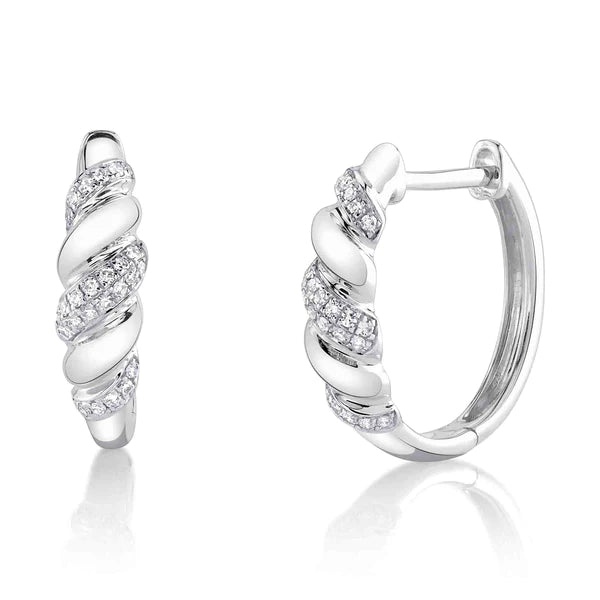 14K Gold Diamond Hoop Earrings
