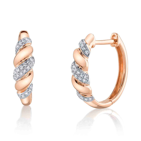 14K Gold Diamond Hoop Earrings