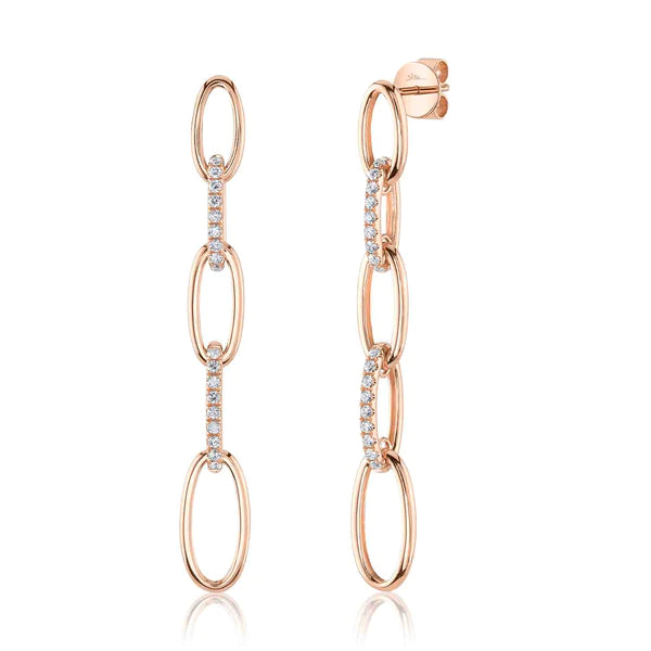 14K Gold Diamond Chain Link Earrings