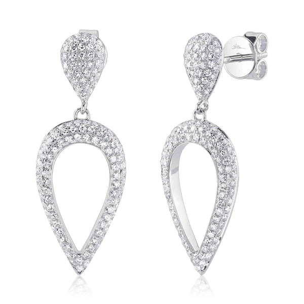 14K Gold Diamond Pave Teardrop Earrings
