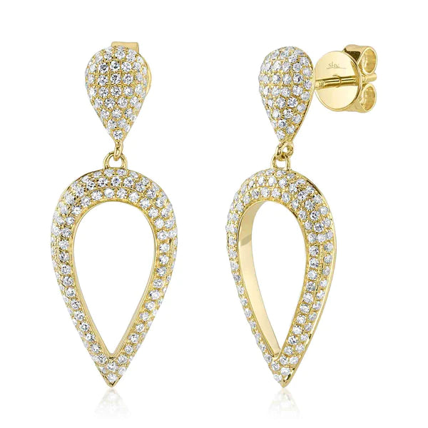 14K Gold Diamond Pave Teardrop Earrings