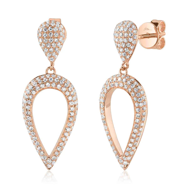14K Gold Diamond Pave Teardrop Earrings