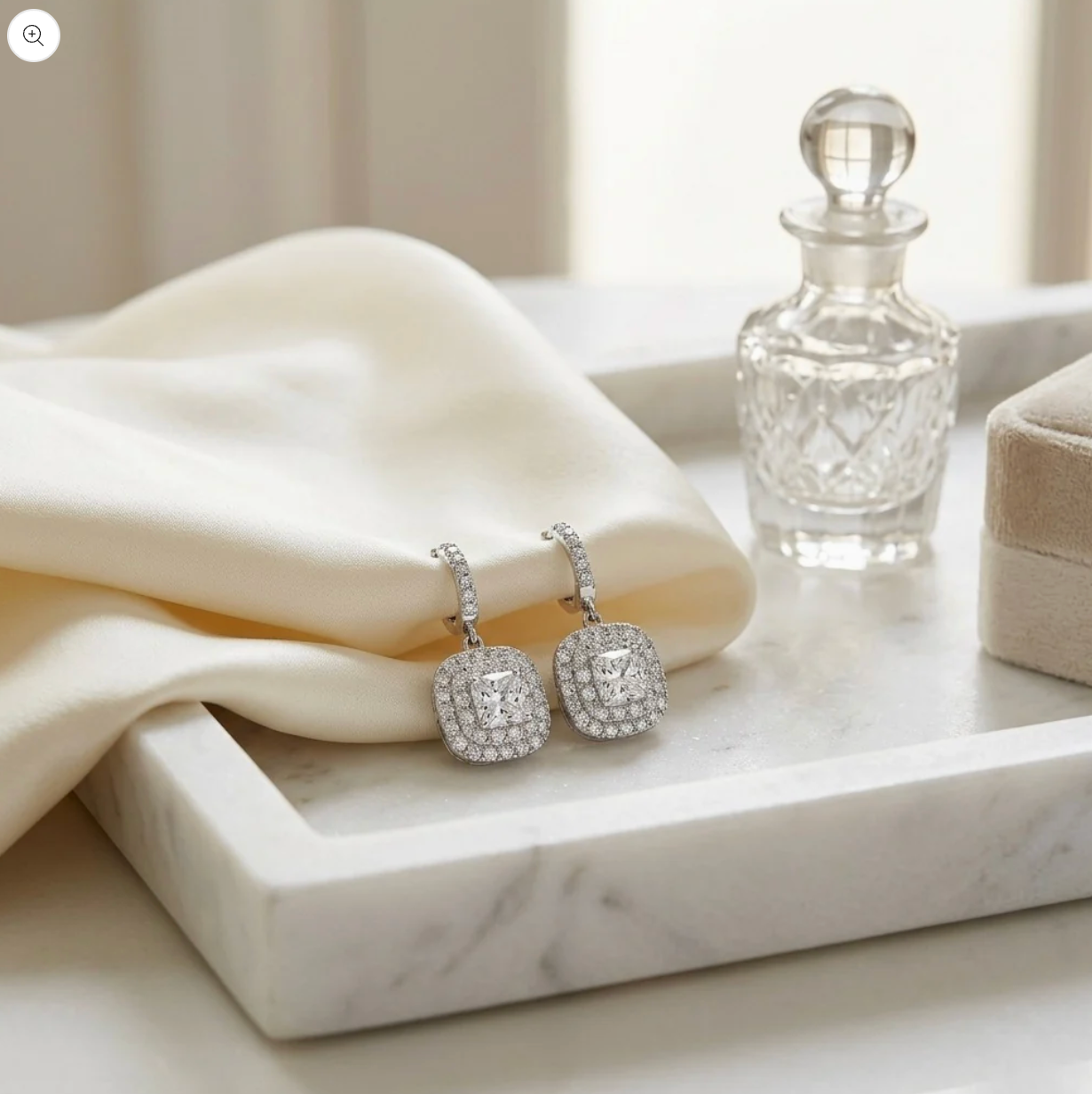 Cushion Cut Diamond Earrings 18K White Gold 2.36 TCW Certified Natural