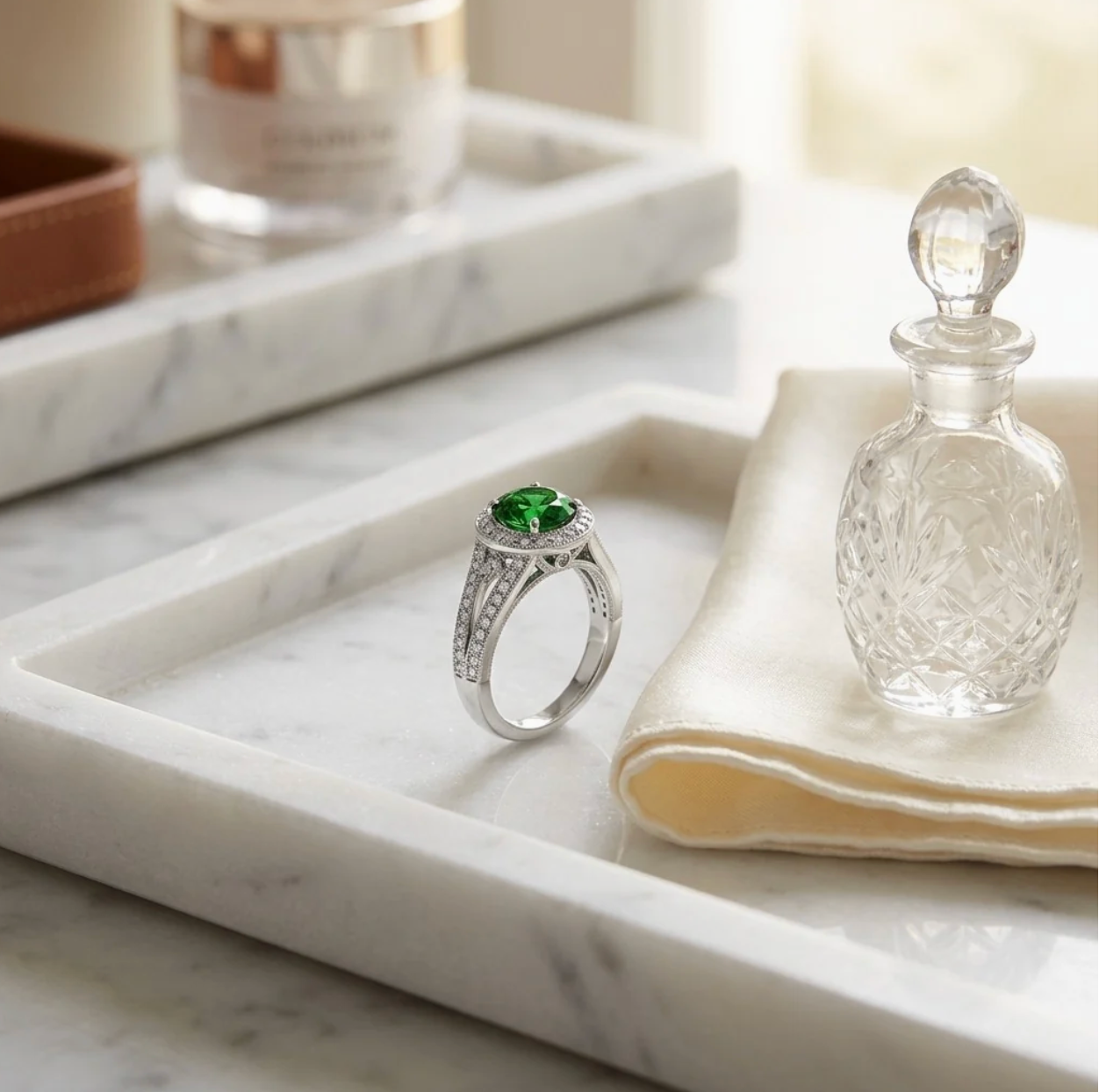 Green Tourmaline Diamond Platinum Ring 2.28 TCW Round Cut Certified Natural