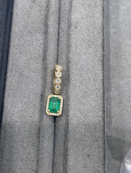 Custom made 14k yellow gold emerald diamond drop earrings 1.65 CTW