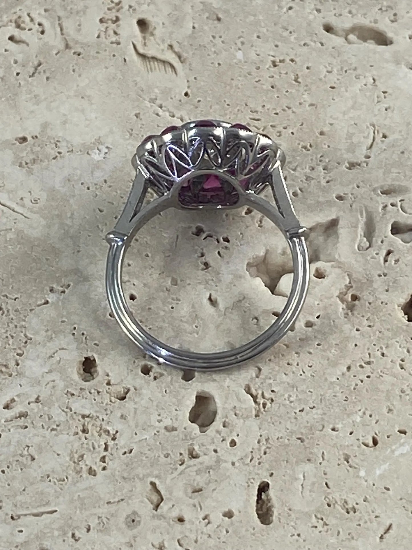 Old Mine Cut Diamond Ruby Platinum Ring Art Deco Handmade Certified Natural 1.89 CTW