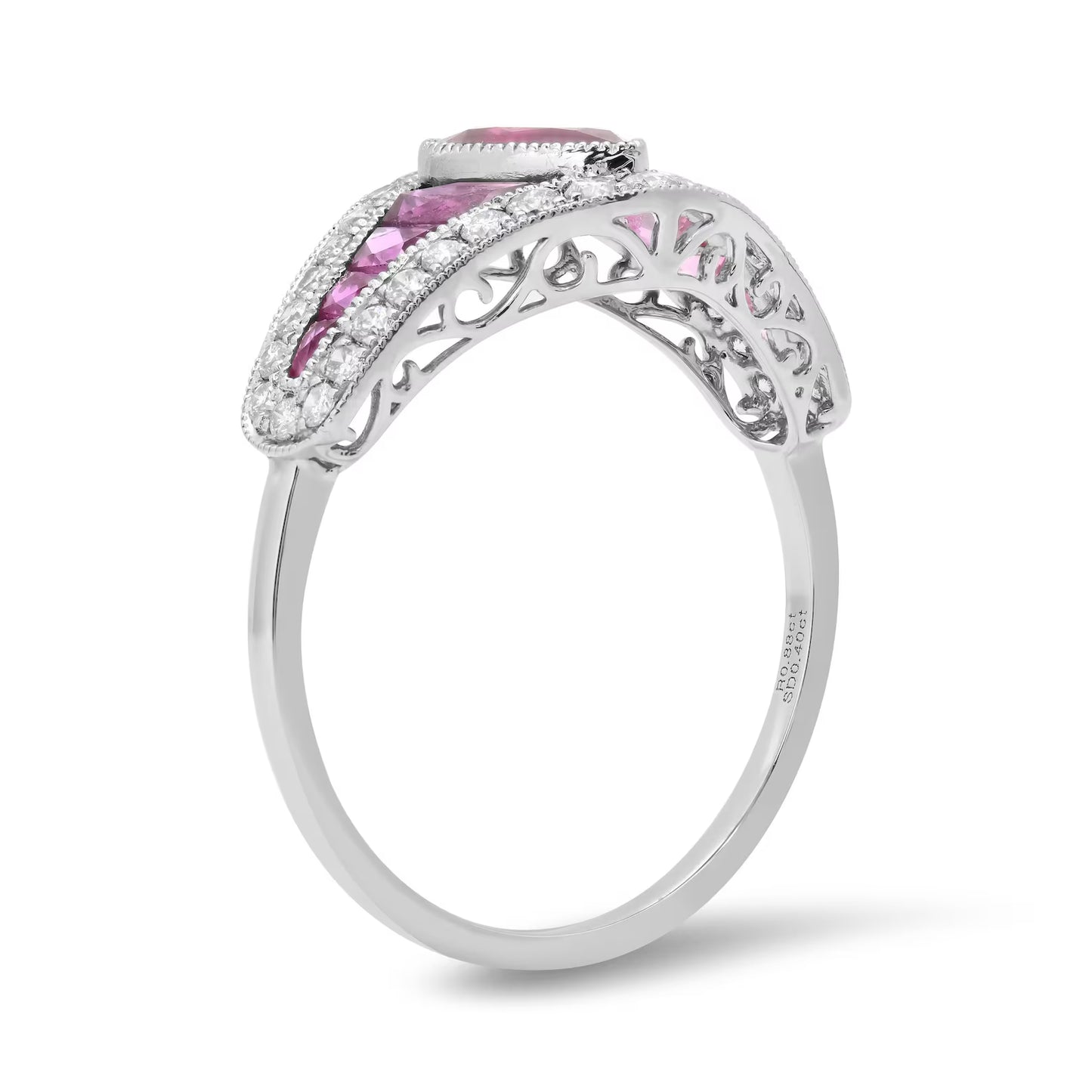 Art Deco Pear Ruby Diamond Platinum Ring 1.28 CTW Certified Natural Handmade