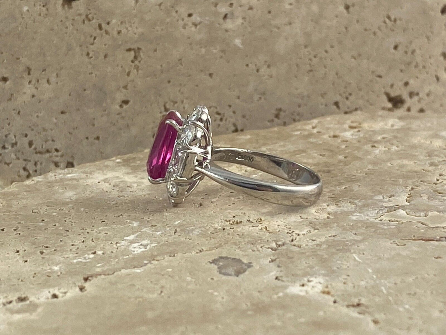 GIA Cushion Pink Sapphire Diamond Platinum Engagement Ring Natural 5.99 TCW