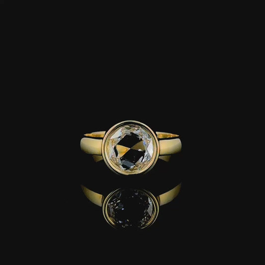 Lab Created Round Rose Cut Diamond Bezel Ring 14K Yellow Gold 1.22 CTW