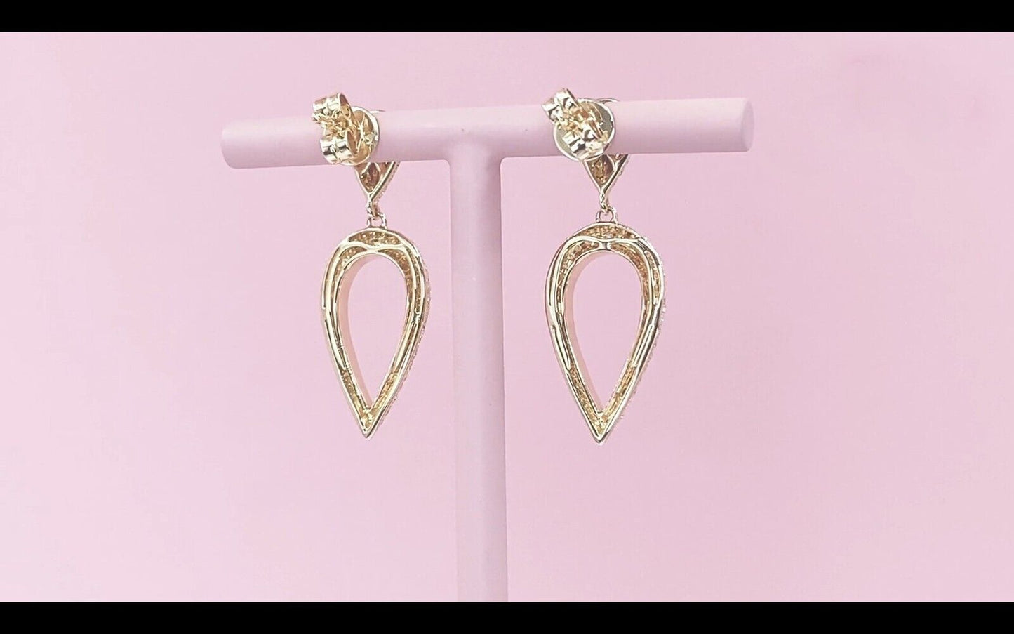14K Gold Diamond Pave Teardrop Earrings