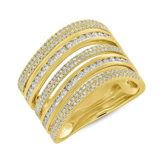 14K Gold Diamond Curved Wave Ring