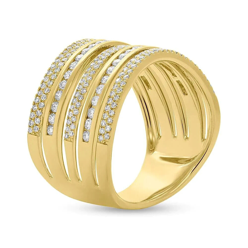 14K Gold Diamond Curved Wave Ring