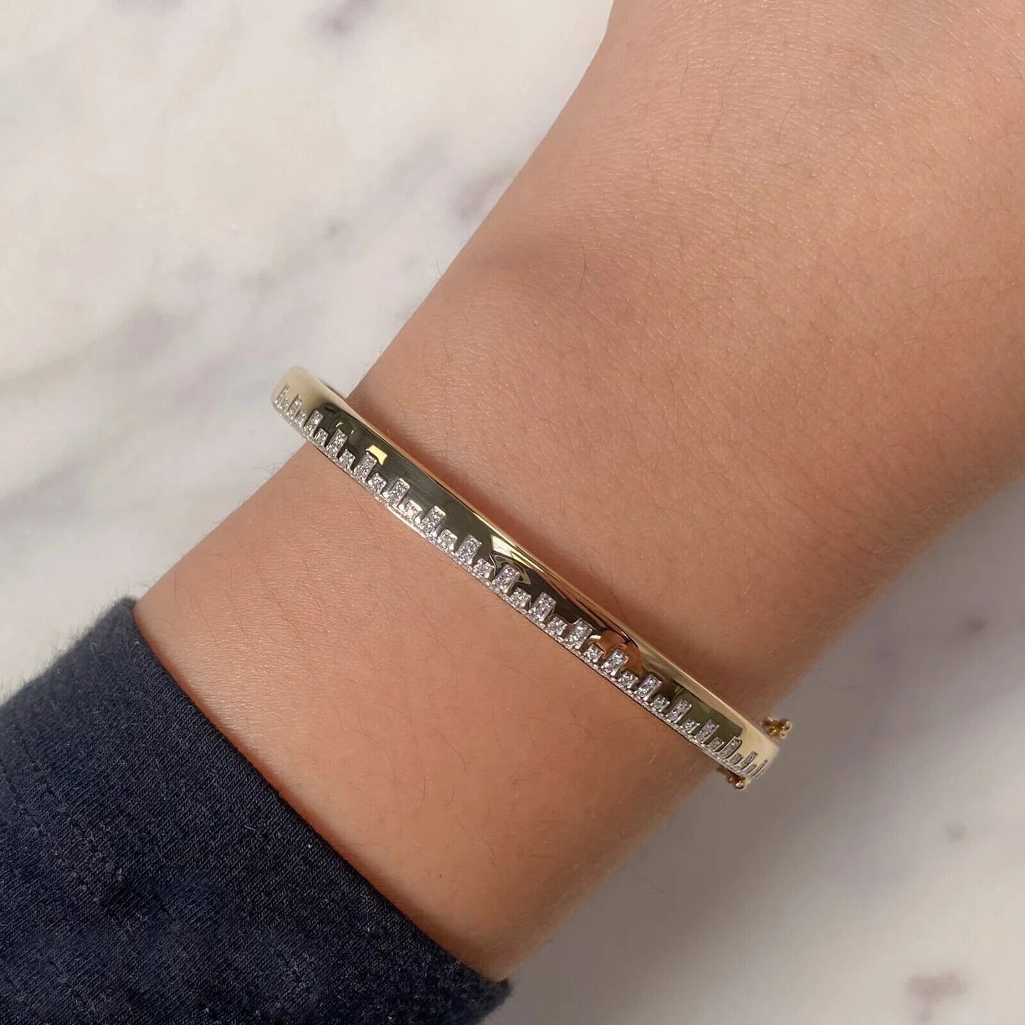 14K Gold Diamond Bangle Bracelet