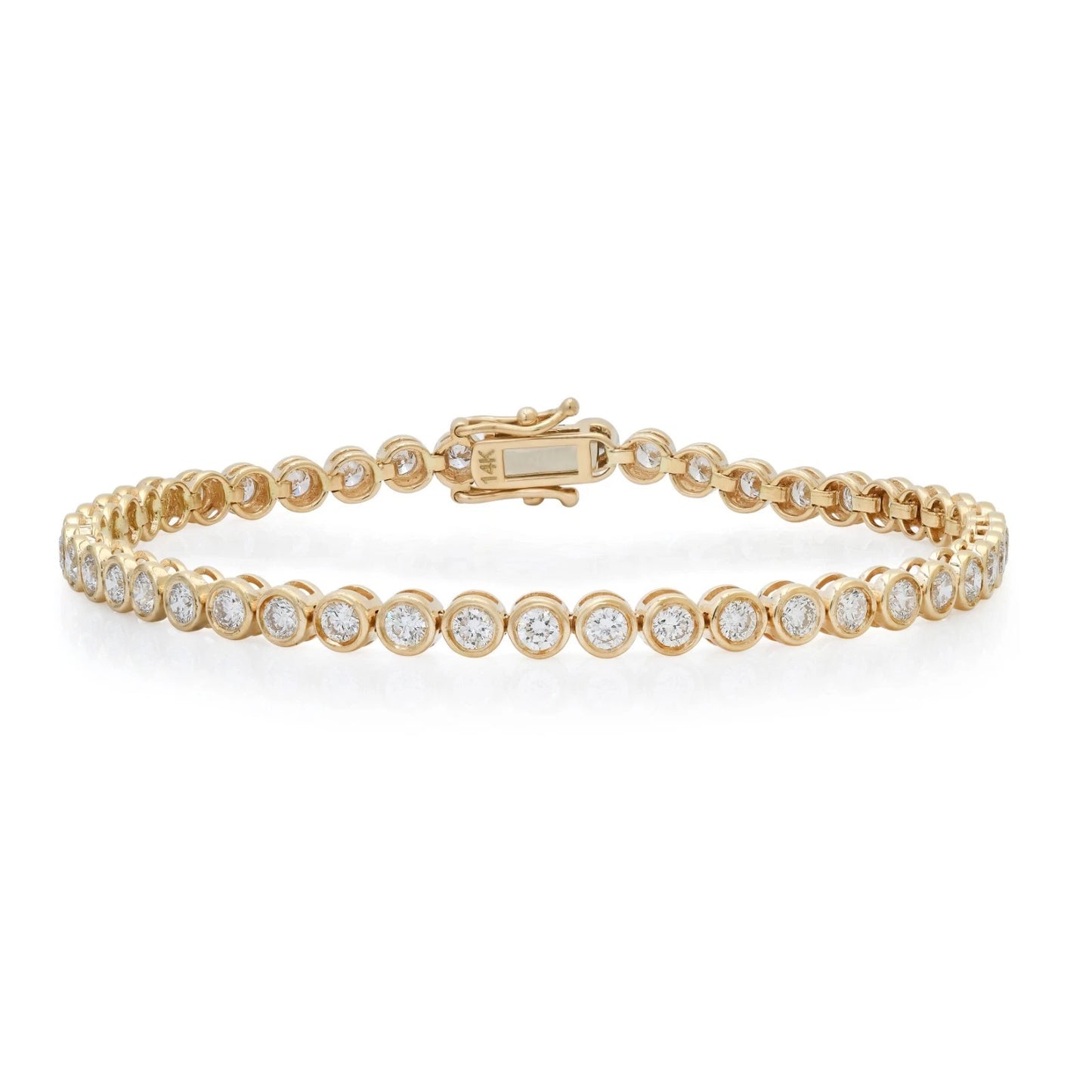 Lab Created Diamond Bezel Tennis Bracelet 14K Yellow Gold 3.00 CTW