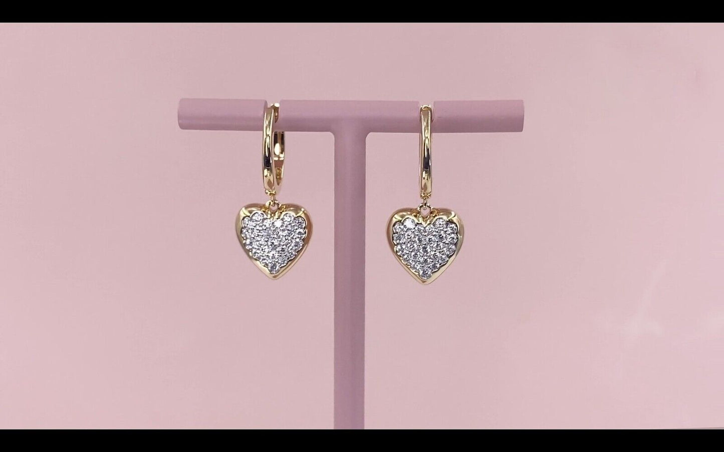 14K Gold Diamond Heart Earrings