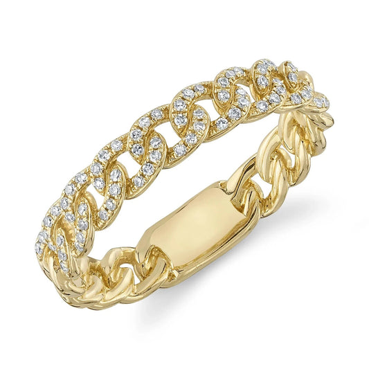 14K Gold Diamond Link Ring
