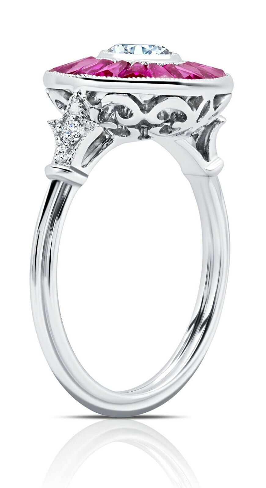 Ruby & Diamond Platinum Art Deco Engagement Ring