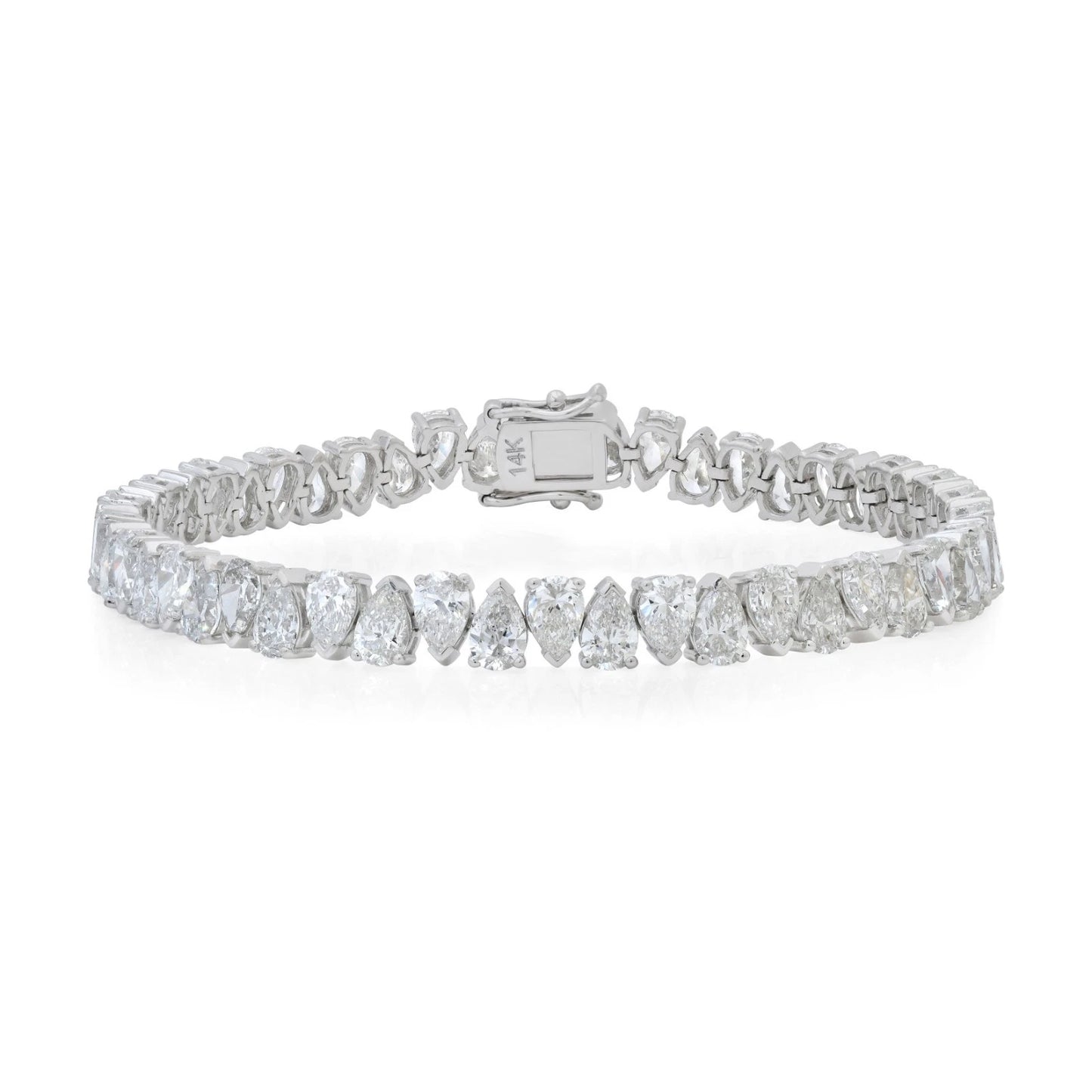 Lab Created Pear Diamond Tennis Bracelet 14K White Gold 13.23 CTW
