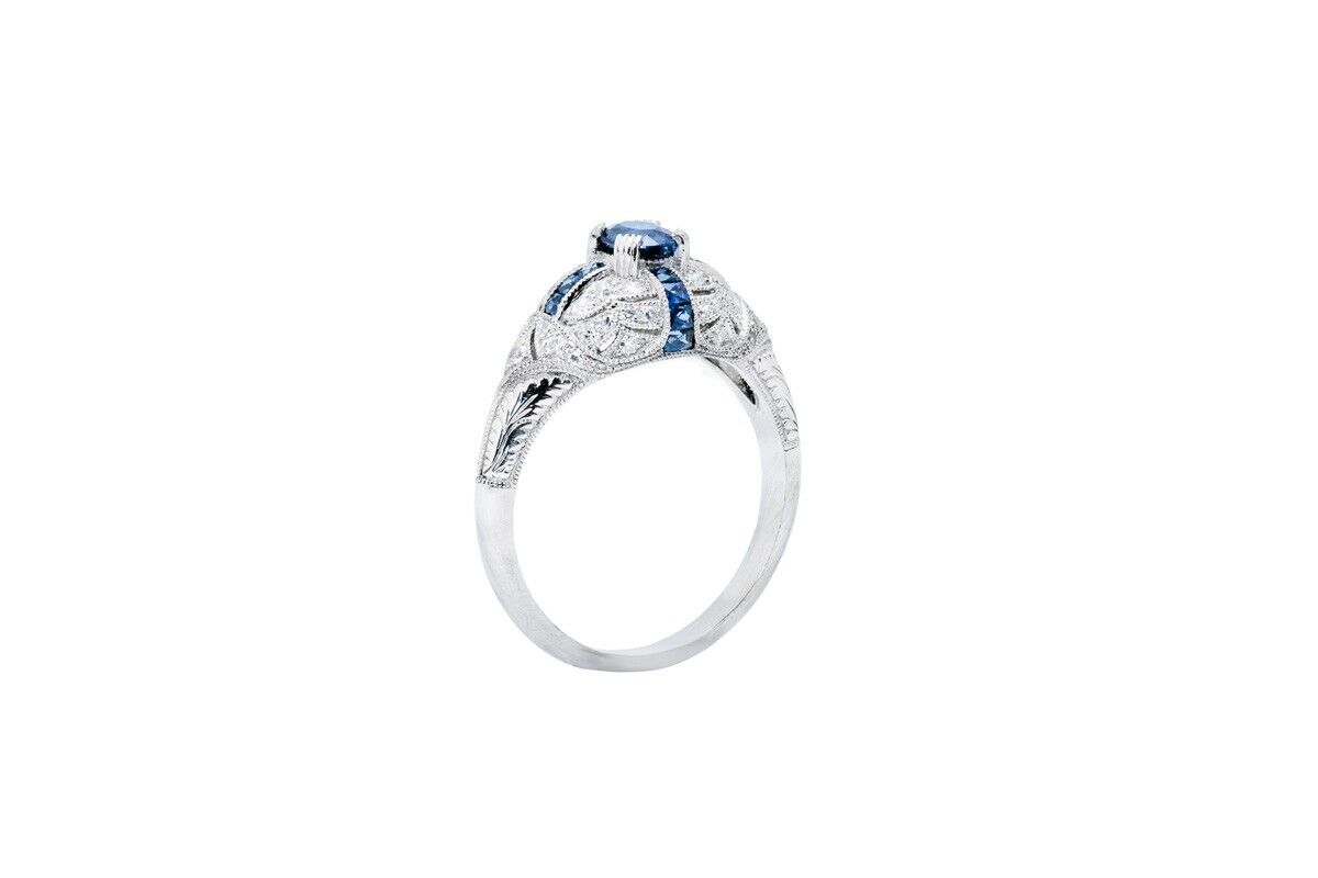 Art Deco Oval Sapphire Diamond Ring