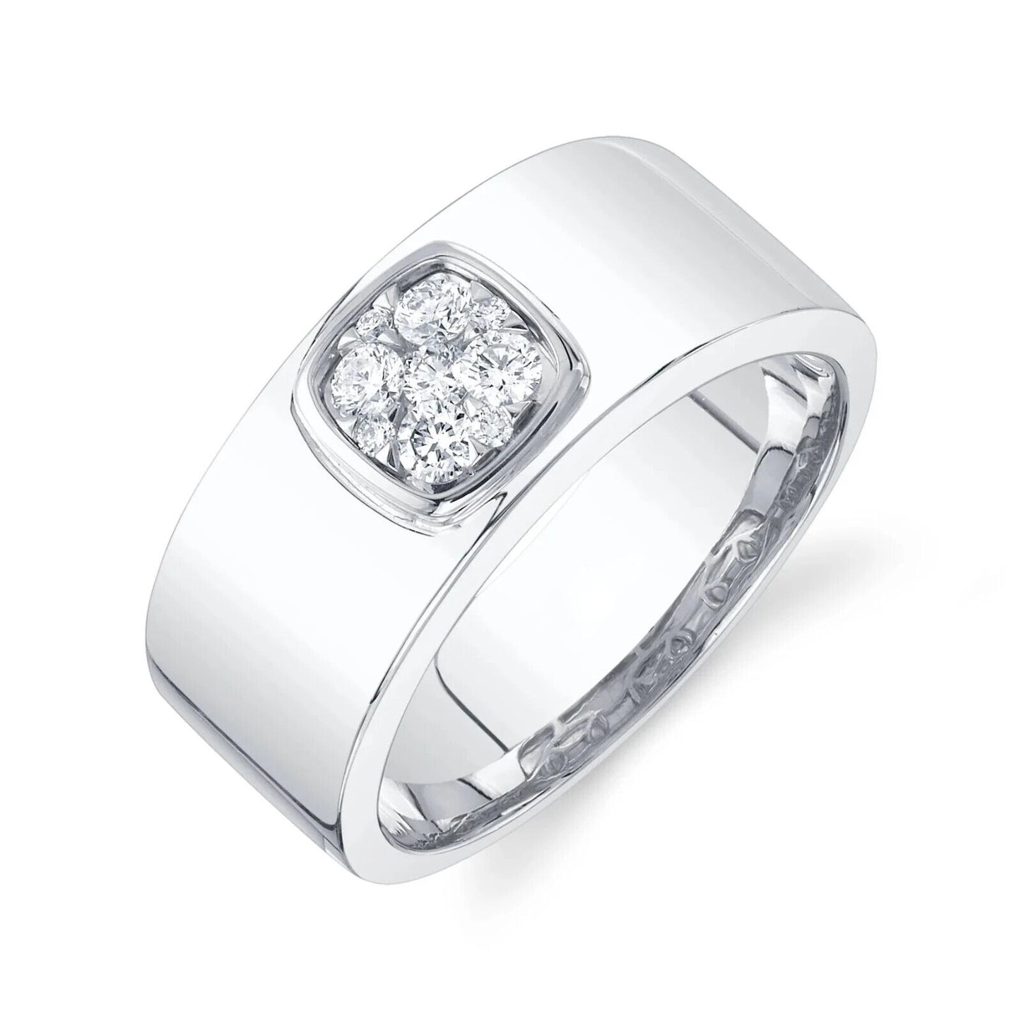 14K Gold Diamond Men Ring Band
