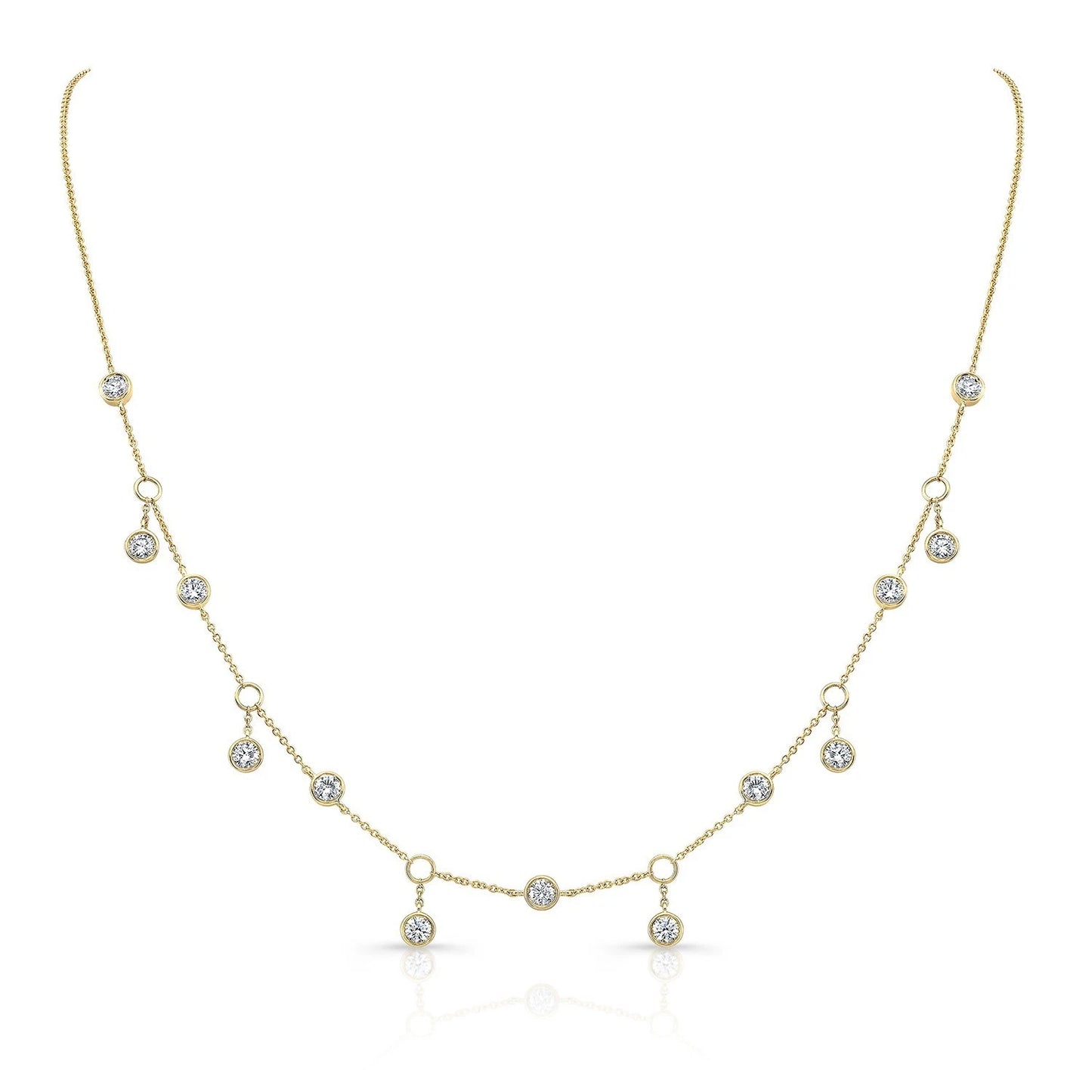 Diamonds By the Yard Station Necklace 14K Yellow Gold 1.26CT Certified Natural