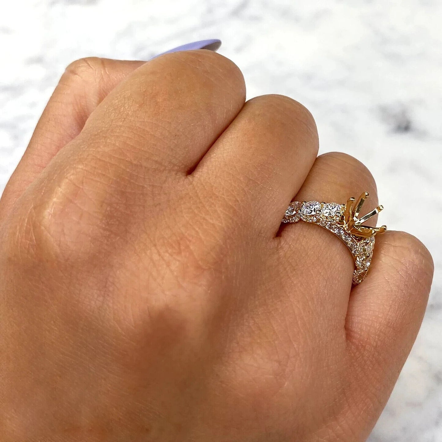 14K Gold Diamond Semi Mount Ring