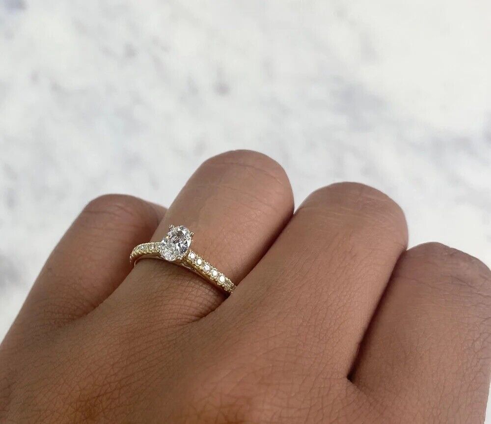 14K Gold Oval Cut Diamond Engagement Ring