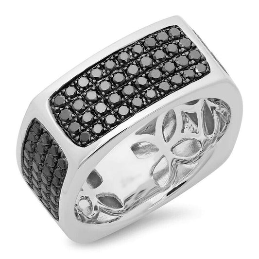 Men's 14K White Gold Black Diamond Square Ring