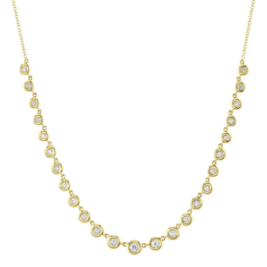 14K Gold Diamond Bezel Necklace