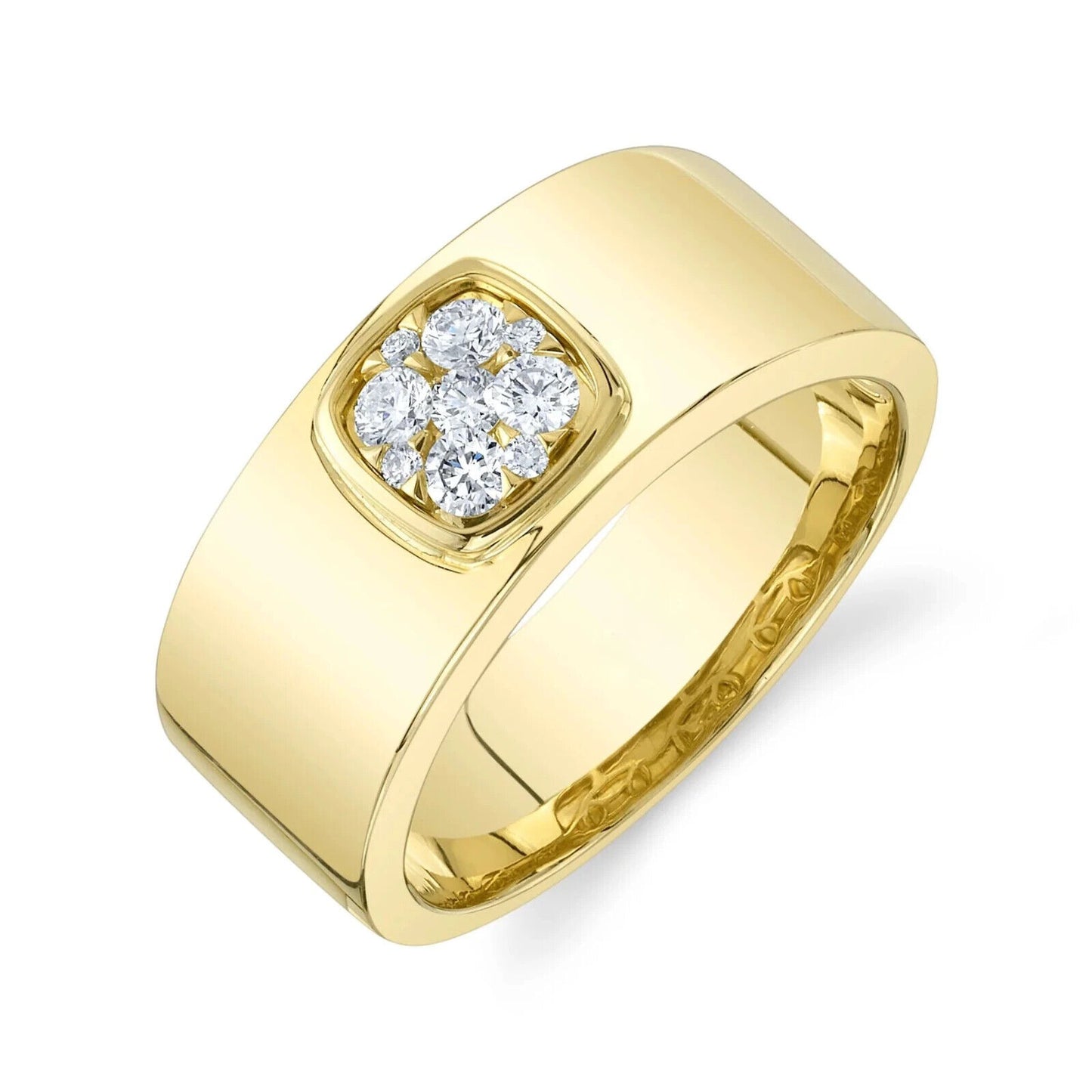 14K Gold Diamond Men Ring Band