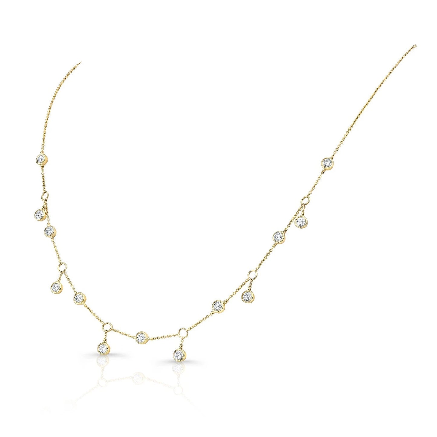 Diamonds By the Yard Station Necklace 14K Yellow Gold 1.26CT Certified Natural