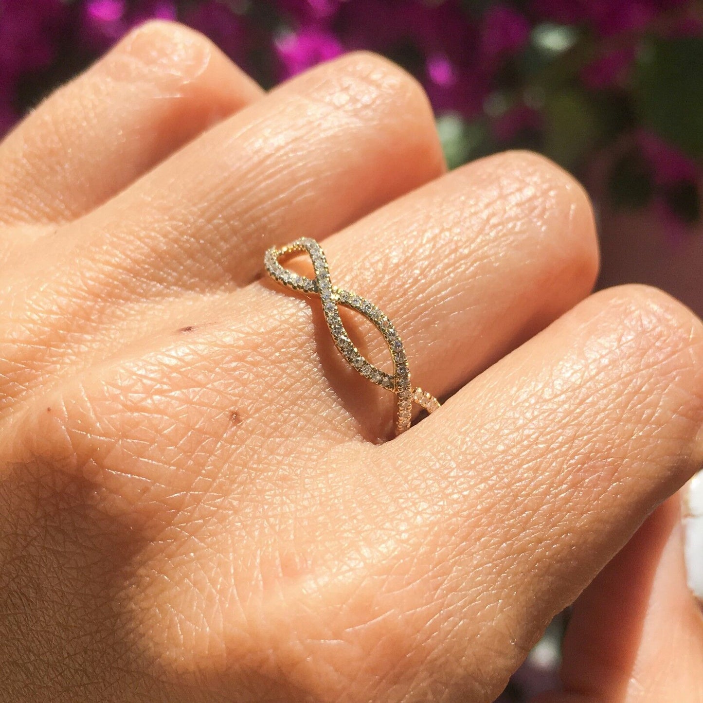14K Gold Diamond Infinity Ring