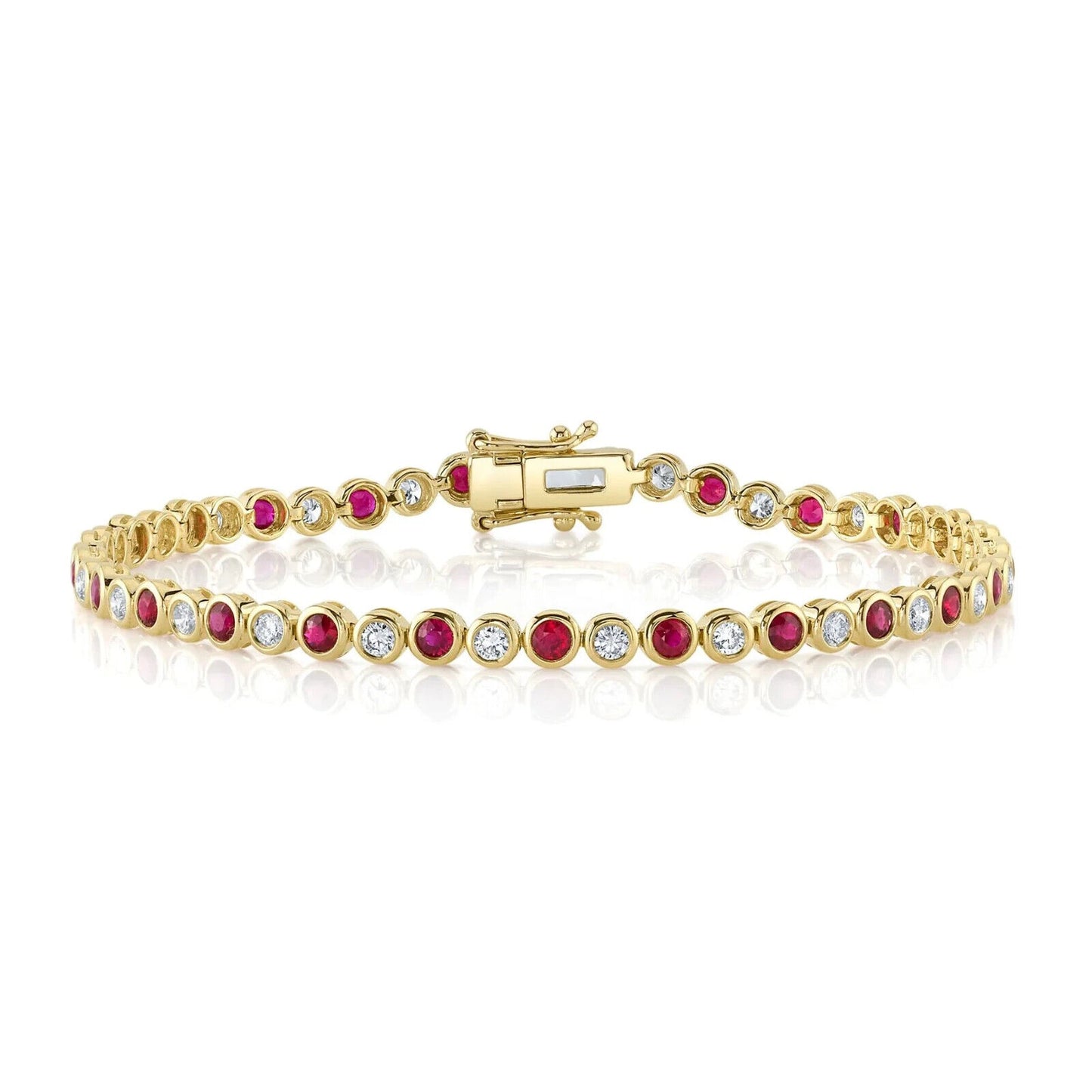 14K Gold Diamond Ruby Tennis Bracelet