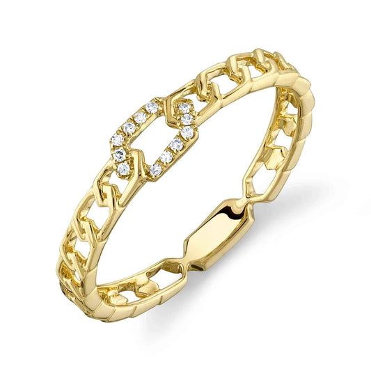 14K Gold Diamond Link Ring