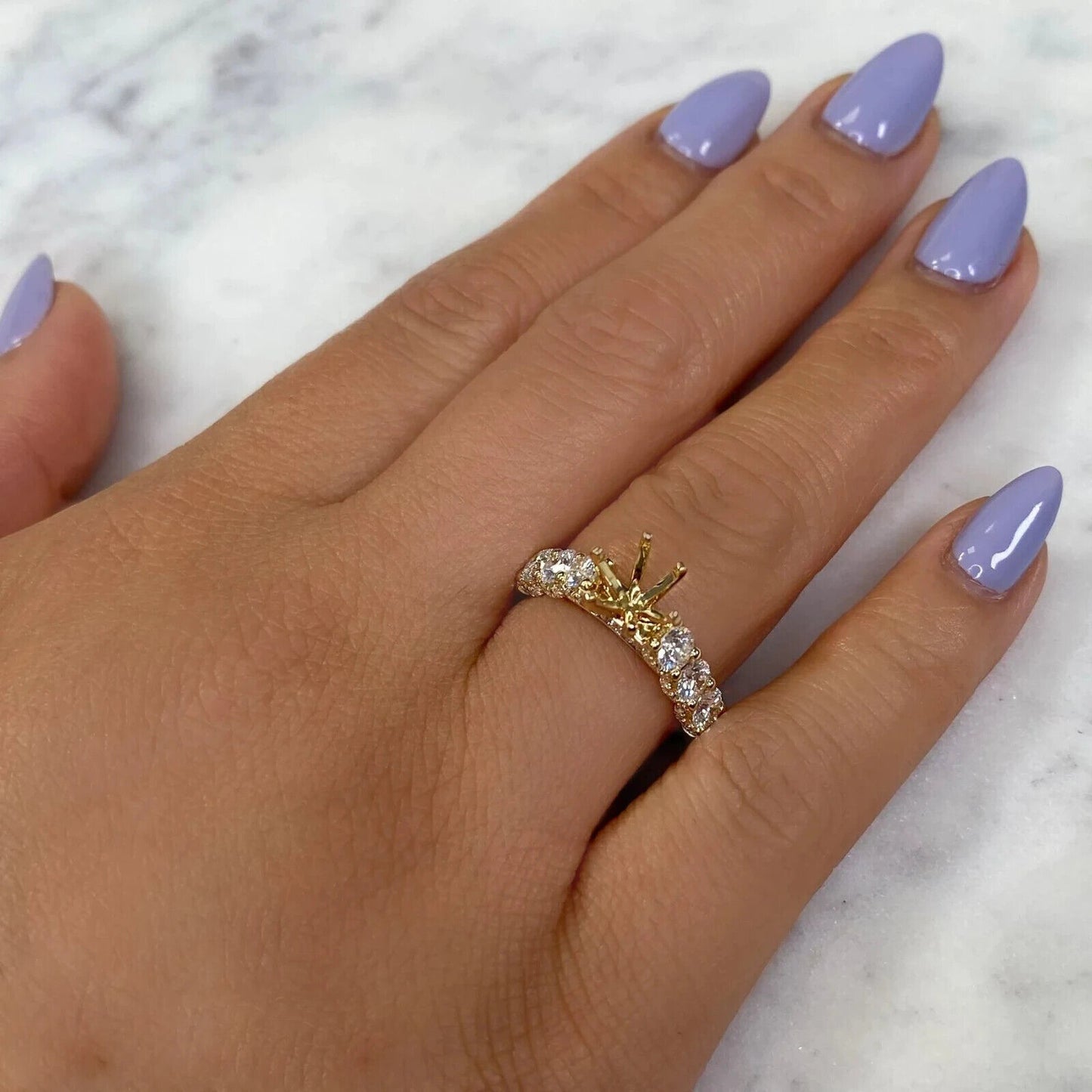 14K Gold Diamond Semi Mount Ring