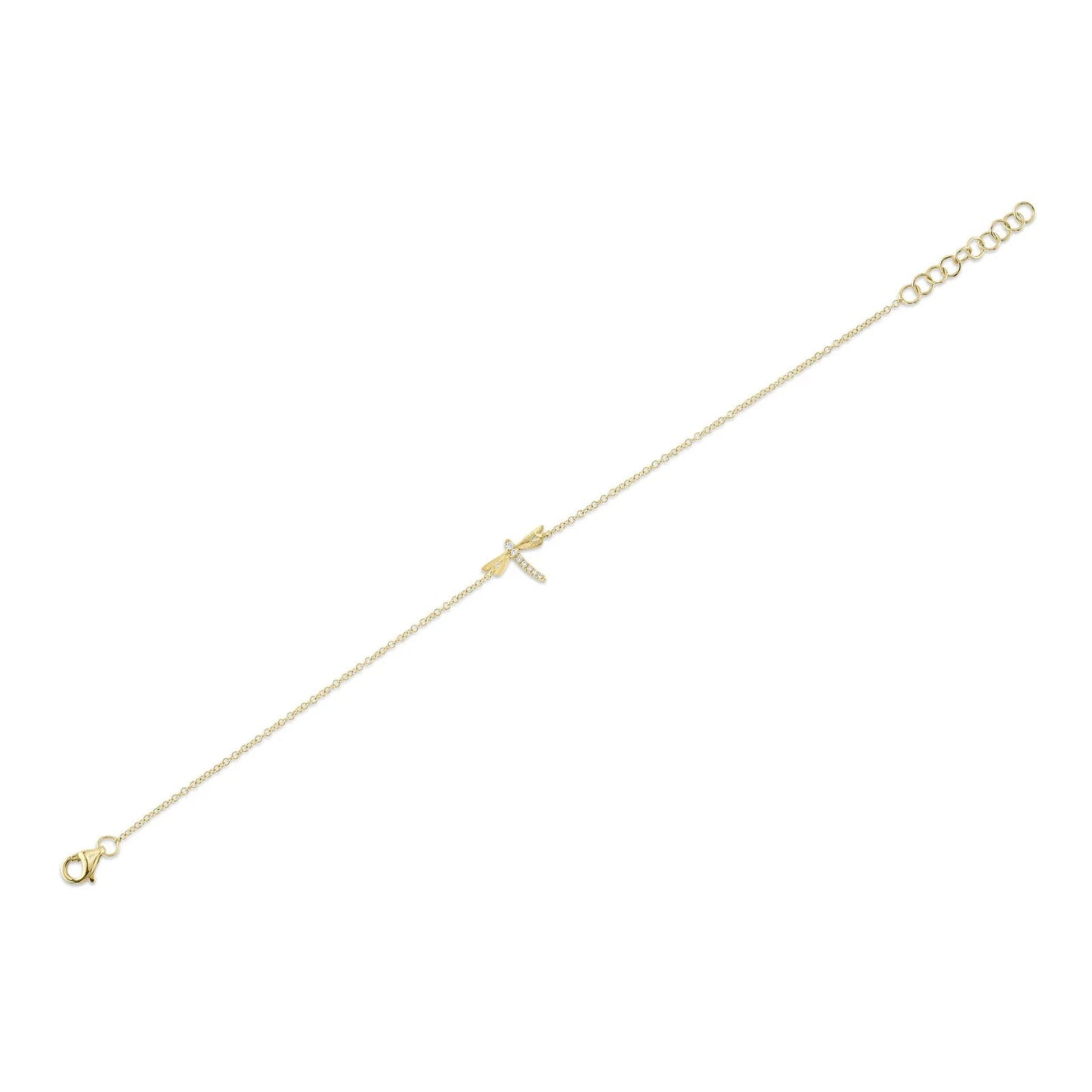 14K Gold Diamond Dragonfly Bracelet