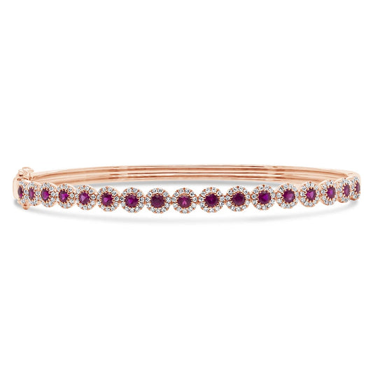 14K Rose Gold Ruby Diamond Bangle