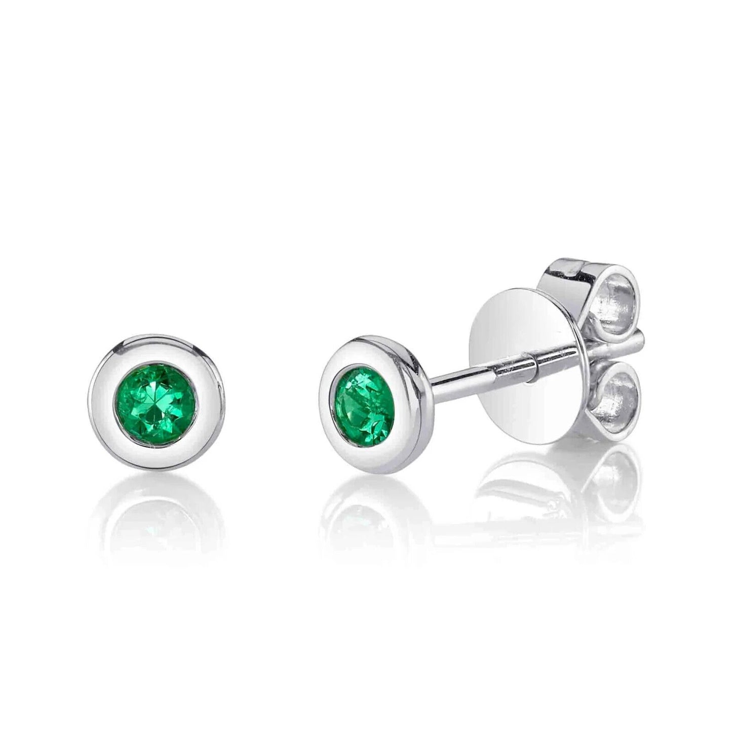 14K Gold Emerald Stud Earrings