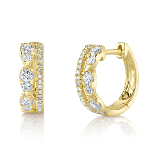 14K Gold Diamond Huggie Earrings