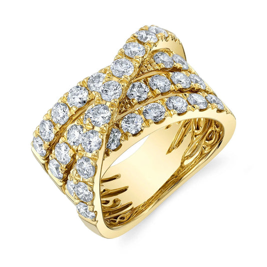 14K Gold Diamond Crossover X Bridge Ring